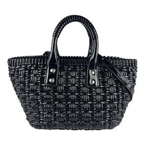 Balenciaga Bistro XS Basket Shoulder Bag Polyurethane Polyester Black Silver